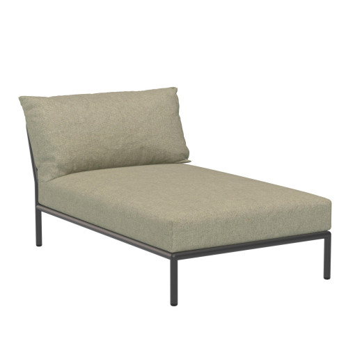 Level2 Chaise Longue ligbed frame donkergrijs stof moss