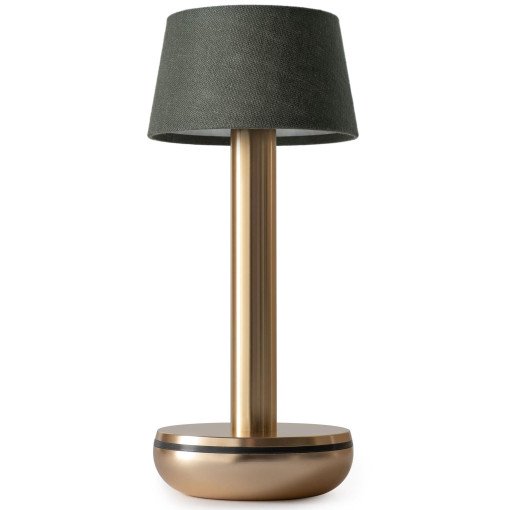 Two tafellamp LED oplaadbaar linnen goud/emerald