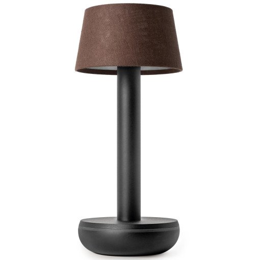 Two tafellamp LED oplaadbaar linnen zwart/bruin