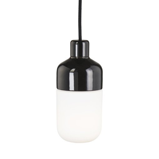 Ohm hanglamp Ø98 100/215 opaal glas IP44 Zwart