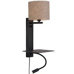 Florence wandlamp h52 met leeslamp donker linnen