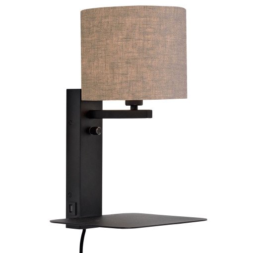 Florence wandlamp met plank donker linnen