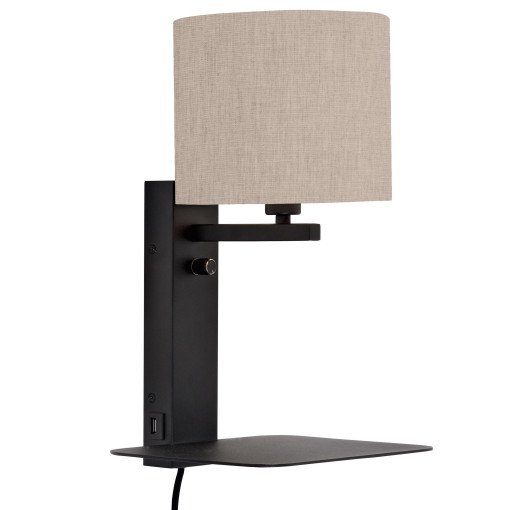 Florence wandlamp met plank licht linnen