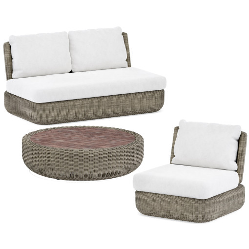 Tugu loungeset 2-zits loungebank + fauteuil + salontafel 90