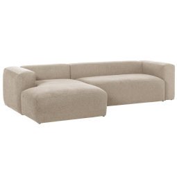 Blok 3-zits bank met chaise longue links beige