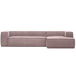 Blok 4-zits bank met chaise longue rechts Pink Corduroy