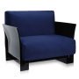 Pop Outdoor fauteuil blauw Sunbrella, zwart onderstel