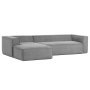 Blok 3-zits bank met chaise longue links grijs corduroy