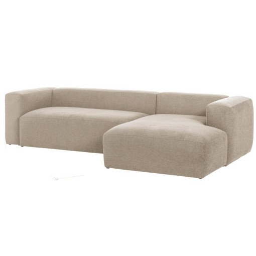 Blok 3-zits bank met chaise longue rechts beige