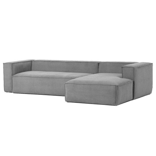 Blok 3-zits bank met chaise longue rechts grijs corduroy