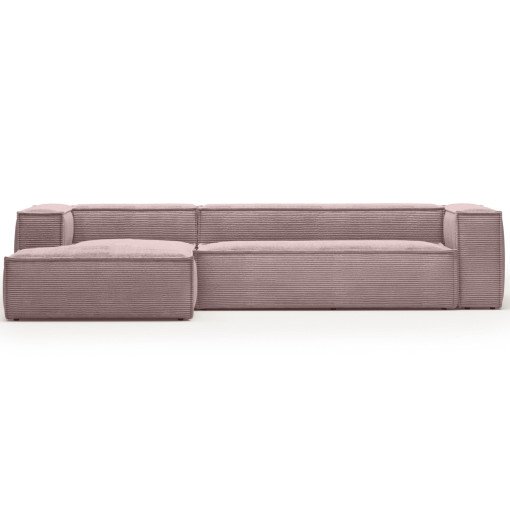 Blok 4-zits bank met chaise longue links Pink Corduroy