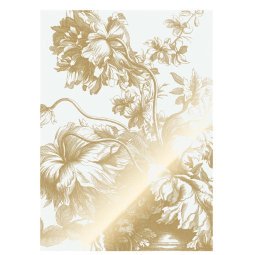 Engraved Flowers 1 gold metallic behang 4 banen