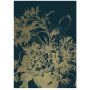 Engraved Flowers behang gold metallic blue 4 banen