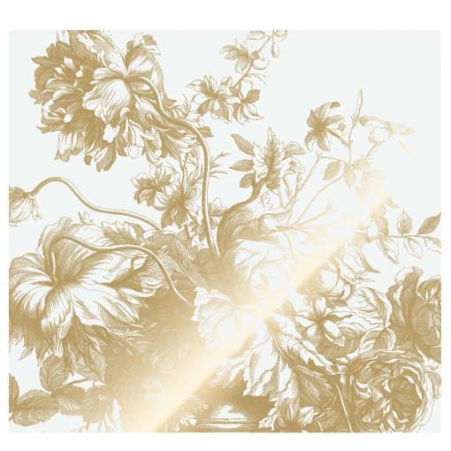 Engraved Flowers 1 gold metallic behang 6 banen