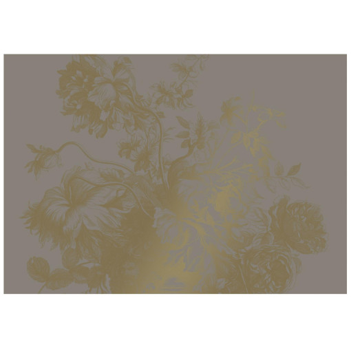 Engraved Flowers behang gold metallic grey 8 banen