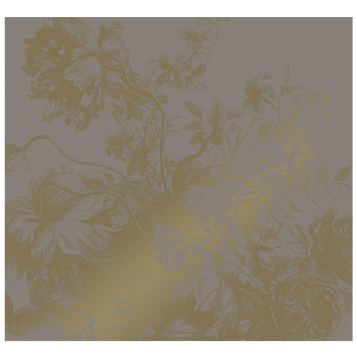 Engraved Flowers behang gold metallic grey 6 banen