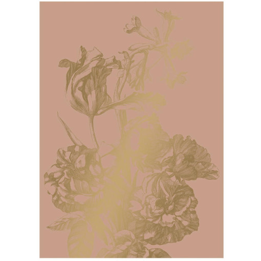 Engraved Flowers behang gold metallic nude 4 banen