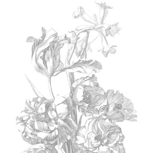 Engraved Flowers behangpaneel 142x180 II