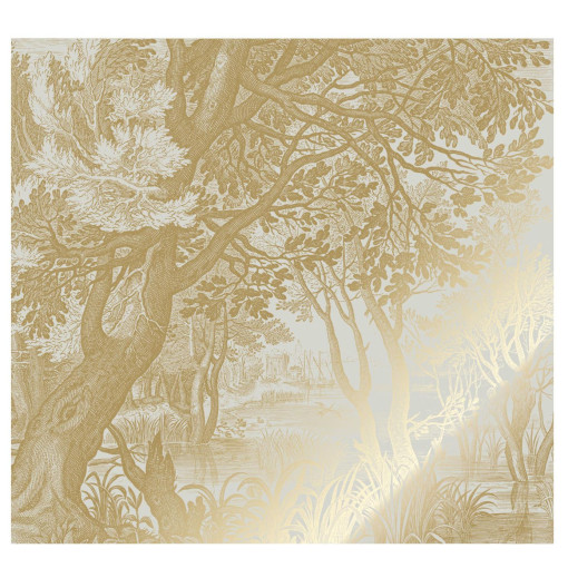 Engraved Landscapes 1 gold metallic behang 6 banen