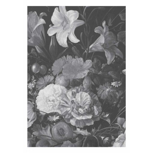 Golden Age Flowers zwart wit behang (4 banen)
