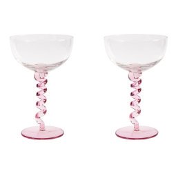 Spiral coupe champagneglazen set van 2 roze