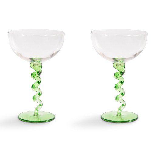 Spiral coupe champagneglazen set van 2 groen