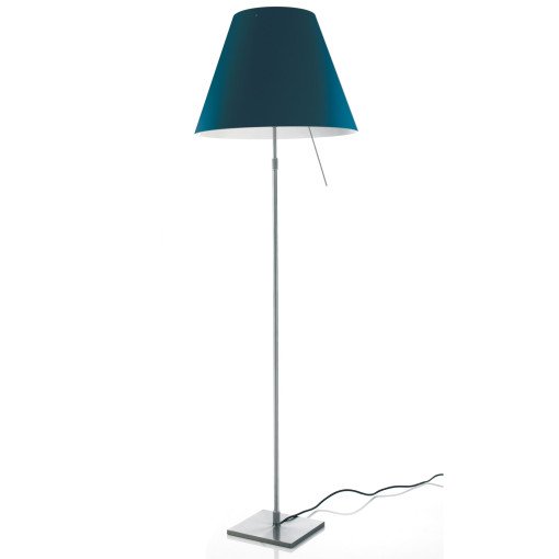 Costanza vloerlamp telescopisch met dimmer aluminium/Petroleum Blue