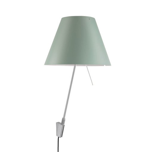 Costanza wandlamp met aan-/uitschakelaar aluminium body, kap comfort green