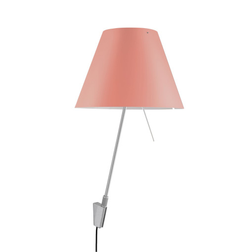 Costanza wandlamp met aan-/uitschakelaar aluminium body, kap edgy pink