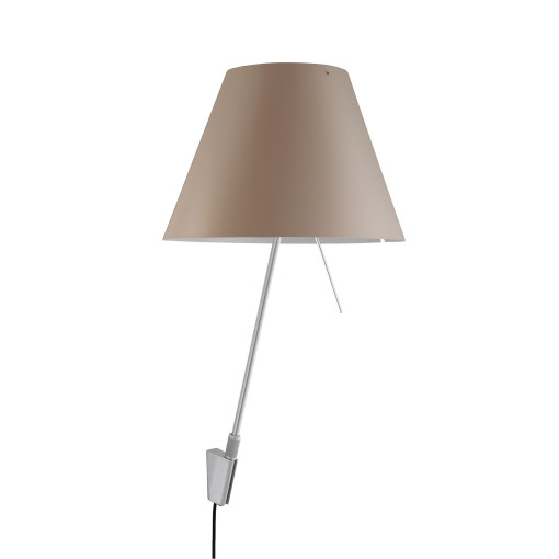 Costanza wandlamp met aan-/uitschakelaar aluminium body, kap shaded stone