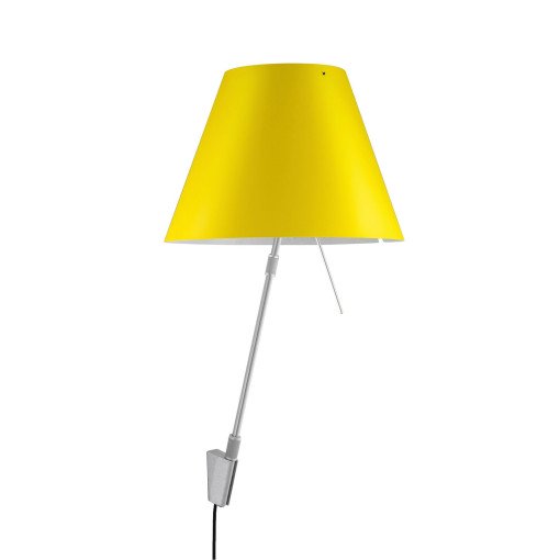 Costanza wandlamp telescopisch met dimmer aluminium body, kap smart yellow