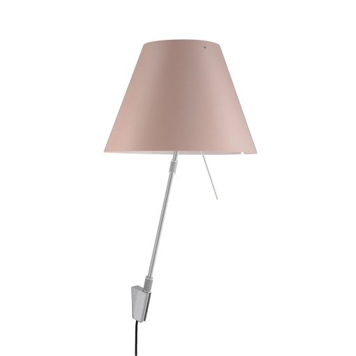 Costanza wandlamp telescopisch met dimmer aluminium body, kap soft skin