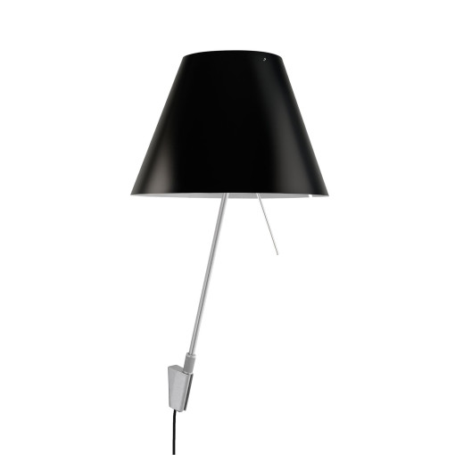 Costanza wandlamp met aan-/uitschakelaar aluminium body, kap zwart