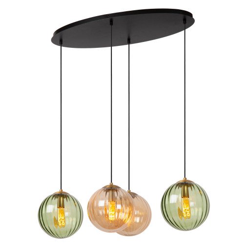 Monsaraz 4 cluster hanglamp ovaal groen/amber