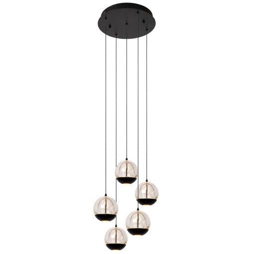 Sentubal cluster 5 hanglamp LED rond transparant/zwart