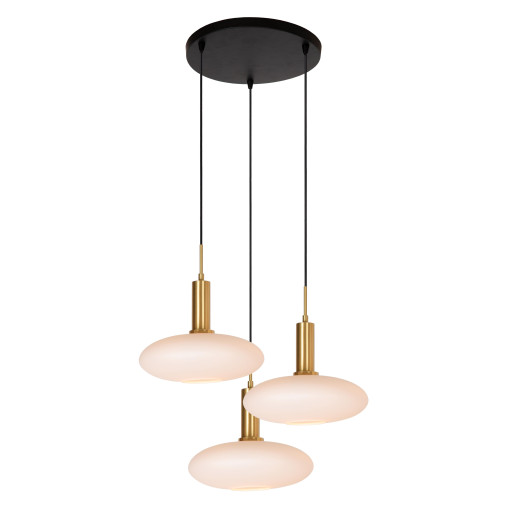 Singala 3 cluster hanglamp rond opaal/messing