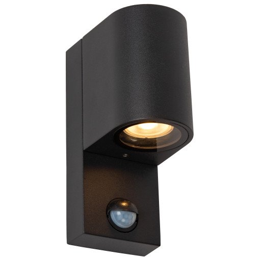 Zaro 1 wandlamp buiten met sensor IP65 vierkant zwart