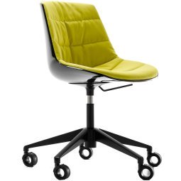 Flow Chair gestoffeerde bureaustoel, zwarte kuip, grijs frame, Gin lichtgroen