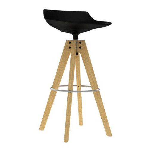 Flow Stool barkruk 78cm met VN naturel eiken onderstel zwart