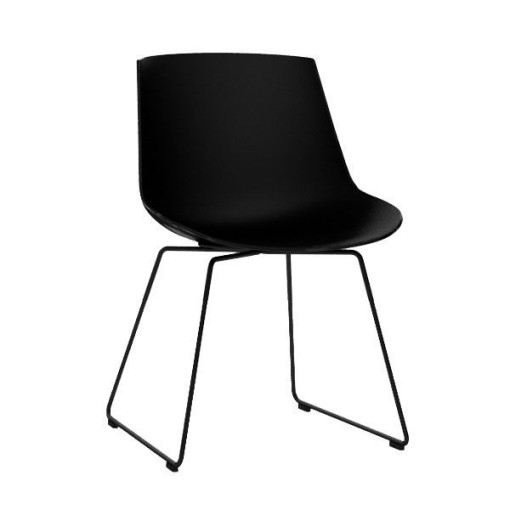 Flow Chair stoel zwart met slede onderstel antraciet