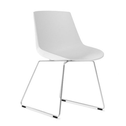 Flow Chair stoel wit met slede onderstel chroom