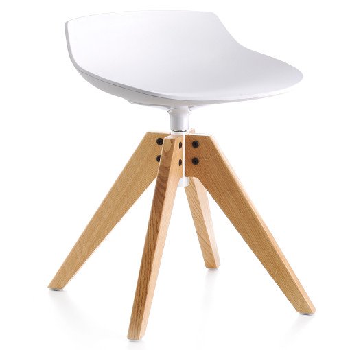 Flow Stool kruk 44cm met VN naturel eiken onderstel wit