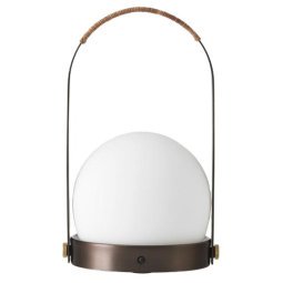 Carrie tafellamp LED oplaadbaar leer Bronzed Brass