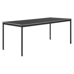 Base tafel 190x85 zwart linoleum blad, multiplex rand