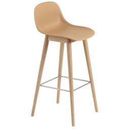 Fiber Backrest Wood barkruk 75cm oker