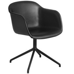 Fiber Swivel gestoffeerde stoel zwart leder