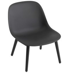 Fiber Lounge chair met houten onderstel zwart