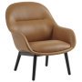 Fiber lounge armchair wood Cognac leather, donker eiken onderstel