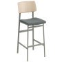 Loft gestoffeerde barkruk 75cm Steelcut Trio 966, Dusty Green/Eiken