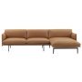 Outline bank 3-zits met chaise longue rechts silk leather co